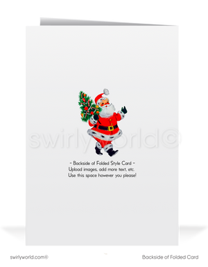 Retro 1950s Christmas Card – Santa on Chimney with Customizable 'Tis the Season Design