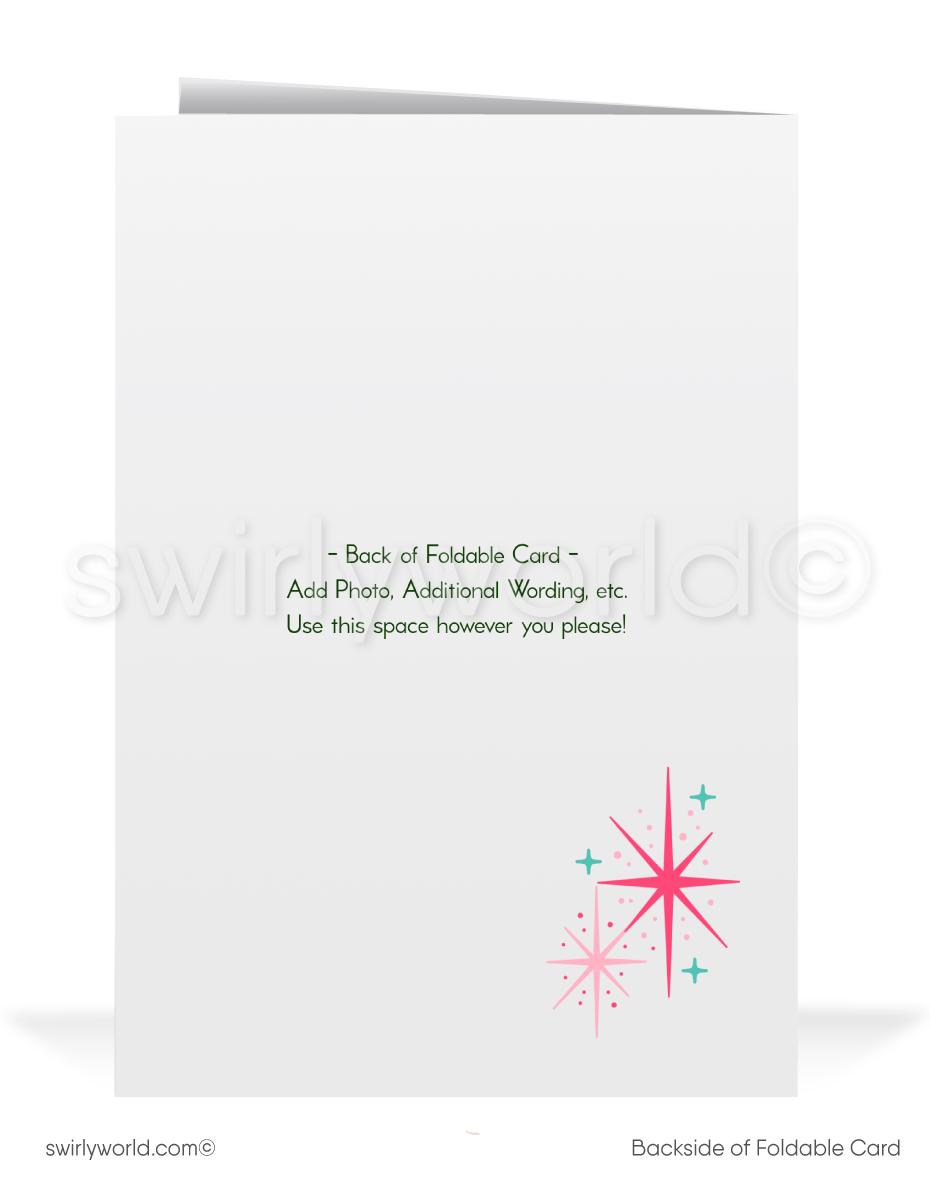 Mid Century Christmas Card – Vintage Holiday Card with Starburst Christmas Design