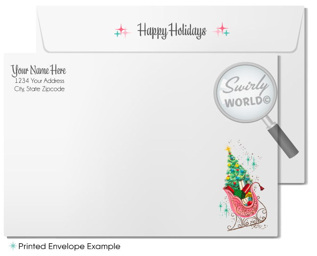 Mid Century Christmas Card – Vintage Holiday Card with Starburst Christmas Design