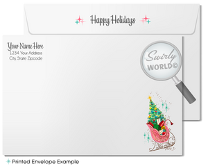 Mid Century Christmas Card – Vintage Holiday Card with Starburst Christmas Design