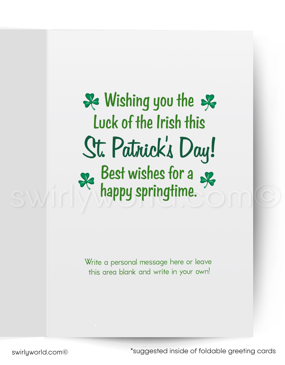 Vintage St Patrick's Card – Mid Century Design With Irish Shamrocks | Greeting Card For Clients