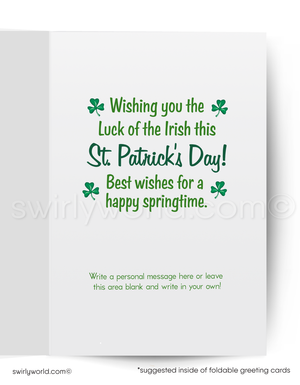 Vintage St Patrick's Card – Mid Century Design With Irish Shamrocks | Greeting Card For Clients