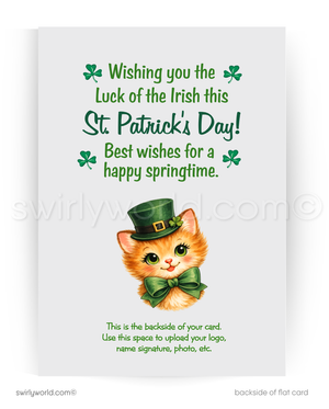 Vintage St Patrick's Card – Mid Century Design With Irish Shamrocks | Greeting Card For Clients