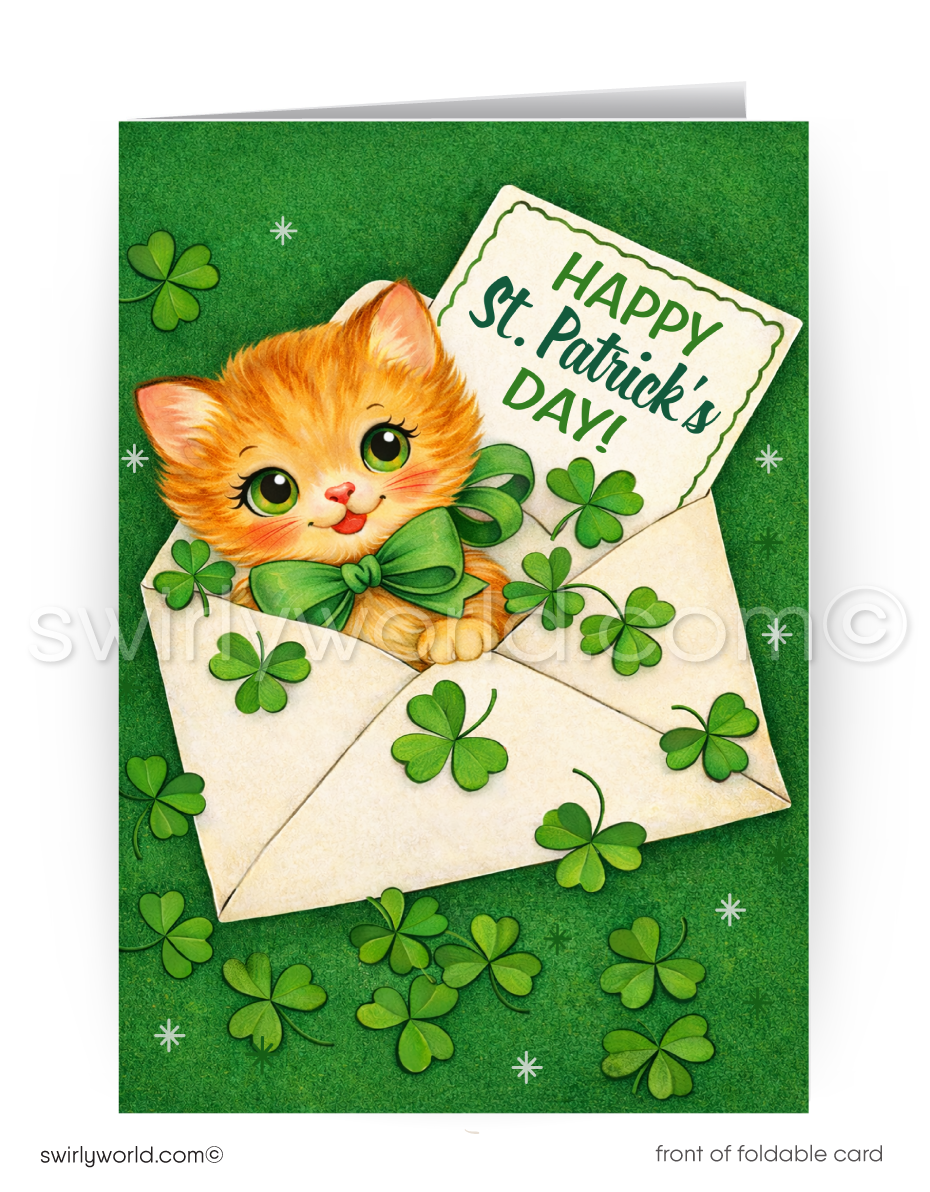 Vintage St Patrick's Card – Mid Century Design With Irish Shamrocks | Greeting Card For Clients