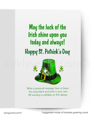 Vintage St. Patrick’s Day Card – Irish Dancing Couple with Shamrocks – 1940s-50s Mid-Century Design