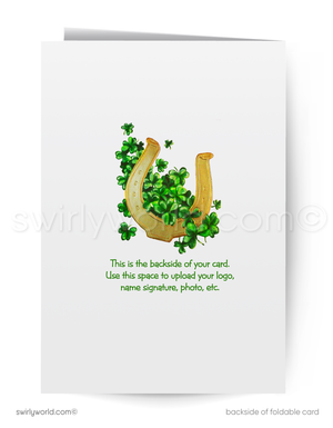 Vintage St. Patrick’s Day Card – Irish Dancing Couple with Shamrocks – 1940s-50s Mid-Century Design