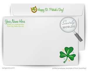 Vintage St. Patrick’s Day Card – Irish Boy & Girl with Shamrocks – 1940s-50s Mid-Century Design