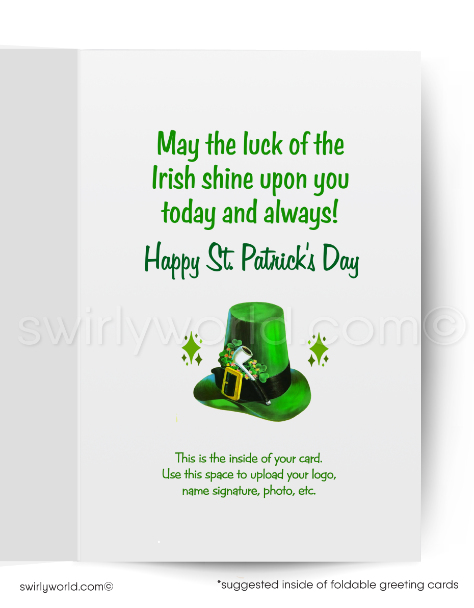 Vintage St. Patrick’s Day Card – Irish Dancing Couple | Customizable Holiday Card With Shamrocks