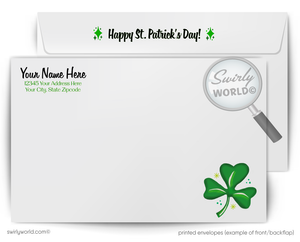 Vintage St. Patrick’s Day Card – Black Puppy with Shamrocks & Roses – 1940s-50s Mid-Century Design