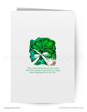 Vintage St. Patrick’s Day Card – Kitschy Dog in Leprechaun Hat with Newspaper – 1940s-50s Mid-Century Design