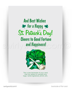 Vintage St. Patrick’s Day Card – Kitschy Dog in Leprechaun Hat with Newspaper – 1940s-50s Mid-Century Design