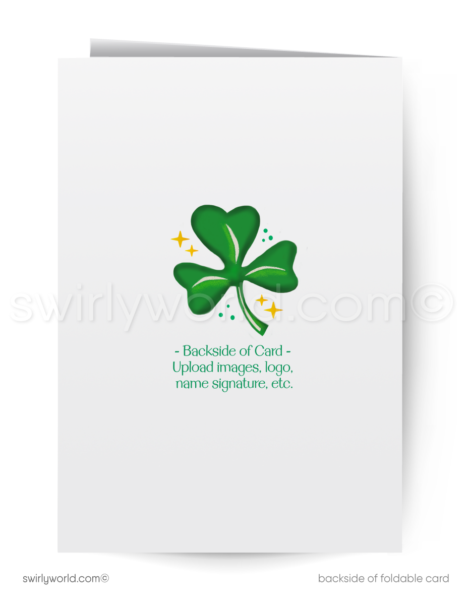 Vintage St. Patrick’s Day Greeting Card – Retro Red-Haired Lass with Shamrock & Plaid Design
