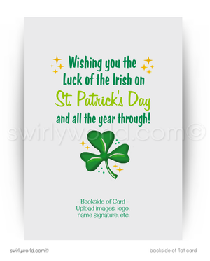 Vintage St. Patrick’s Day Greeting Card – Retro Red-Haired Lass with Shamrock & Plaid Design