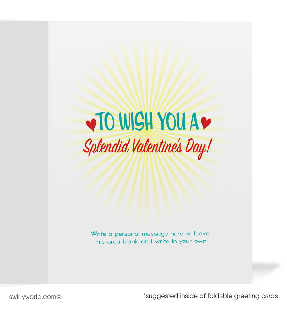 Celebrate Valentine’s Day with 1940s-1950s style kitschy cards! Featuring a cute boy and girl frolicking in a flower-filled garden. Vintage charm at its finest!