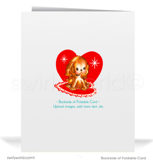 Kitschy Boy and Girl Retro Valentine’s Card - 1940s-1950s Vintage-Inspired Garden Design