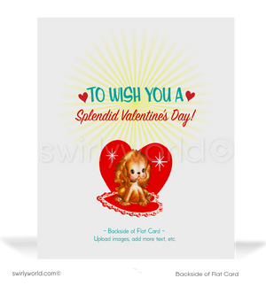 Kitschy Boy and Girl Retro Valentine’s Card - 1940s-1950s Vintage-Inspired Garden Design