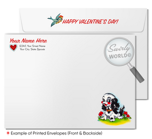 Kitschy Boy and Girl Retro Valentine’s Card - 1940s-1950s Vintage-Inspired Garden Design