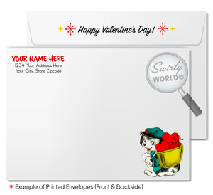 Charming 1940s-1950s Vintage-Inspired Valentine's Day Cards: Cute Puppy Dog with Hearts