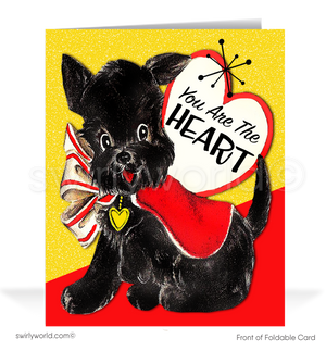 Vintage Cairn Terrier Valentine’s Card - 1950s Retro Kitschy Design