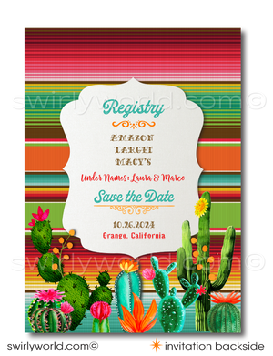 Vintage Mid-Century 1960s Retro Mexican Fiesta Engagement Party Printed Invitations