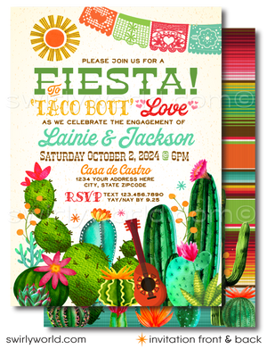 Vintage Mid-Century 1960s Retro Mexican Fiesta Engagement Party Printed Invitations