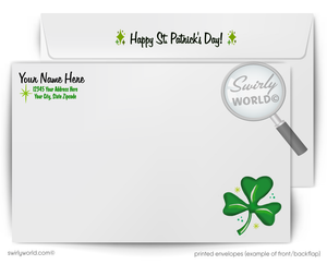 Vintage St. Patrick’s Day Card – Irish Girl with Shamrocks – 1940s-50s Mid-Century Design