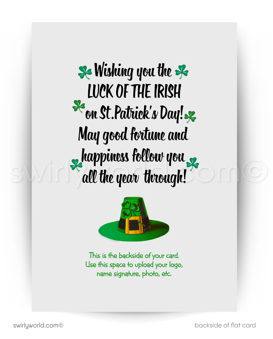 Vintage St. Patrick’s Day Card – Retro Irish Lass & Shamrocks, 1940s-1950s Inspired (Copy)
