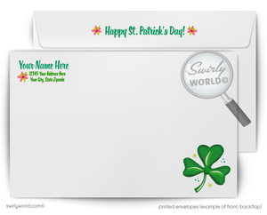 Vintage St. Patrick’s Day Card – Retro Irish Lass & Shamrocks, 1940s-1950s Inspired