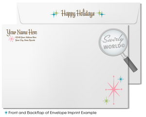 Vintage Christmas Card – Mid-Century Holiday Greeting with Pink Church Scene
