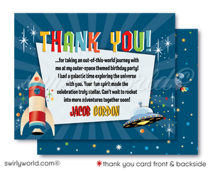 Outer-Space Boy Astronaut Nasa Rocket Ship Birthday Party Invitation Digital Download