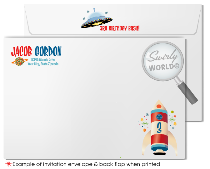 Outer-Space Boy Astronaut Nasa Rocket Ship Birthday Party Invitation Digital Download