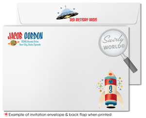 Outer-Space Boy Astronaut Nasa Rocket Ship Birthday Party Invitation Digital Download