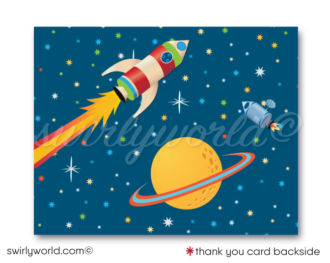 Outer-Space Boy Astronaut Nasa Rocket Ship Birthday Party Invitation Digital Download