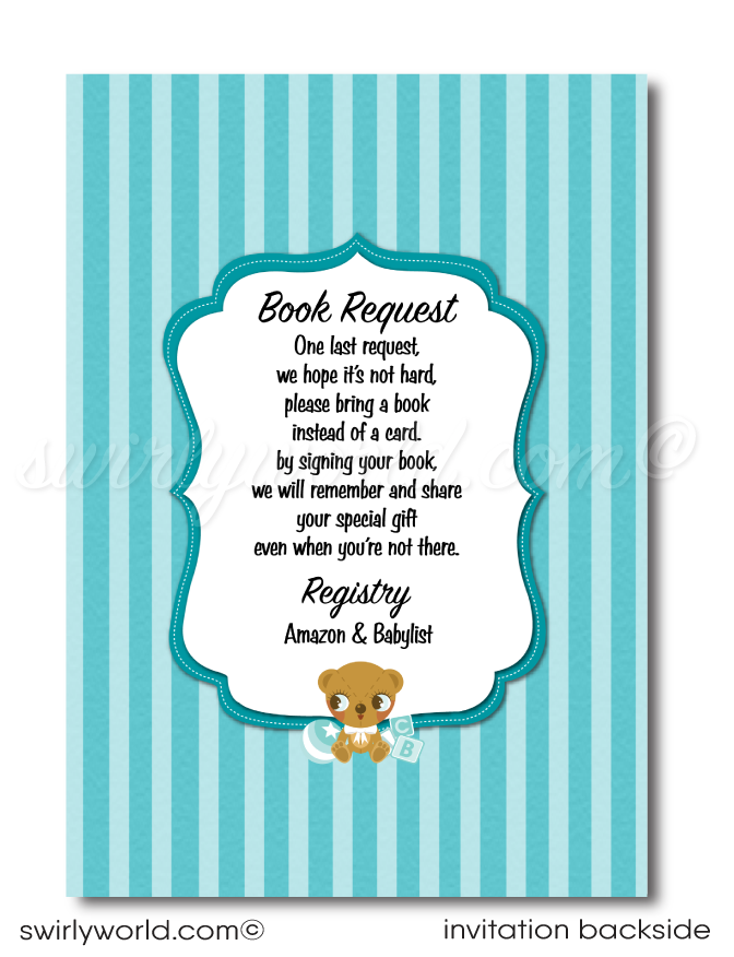 Precious Delivery Stork Retro Modern Cute Baby Boy Couple's Shower Invitations