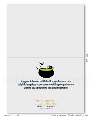 Cute Ghost Witch Black Cat Business Company Printed Client Halloween Greeting Cards 