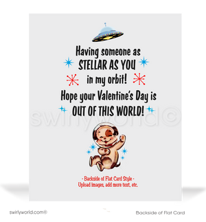 Retro Astronaut Vintage Valentine’s Card - 1940s-1950s Kitschy Rocket Ship Design