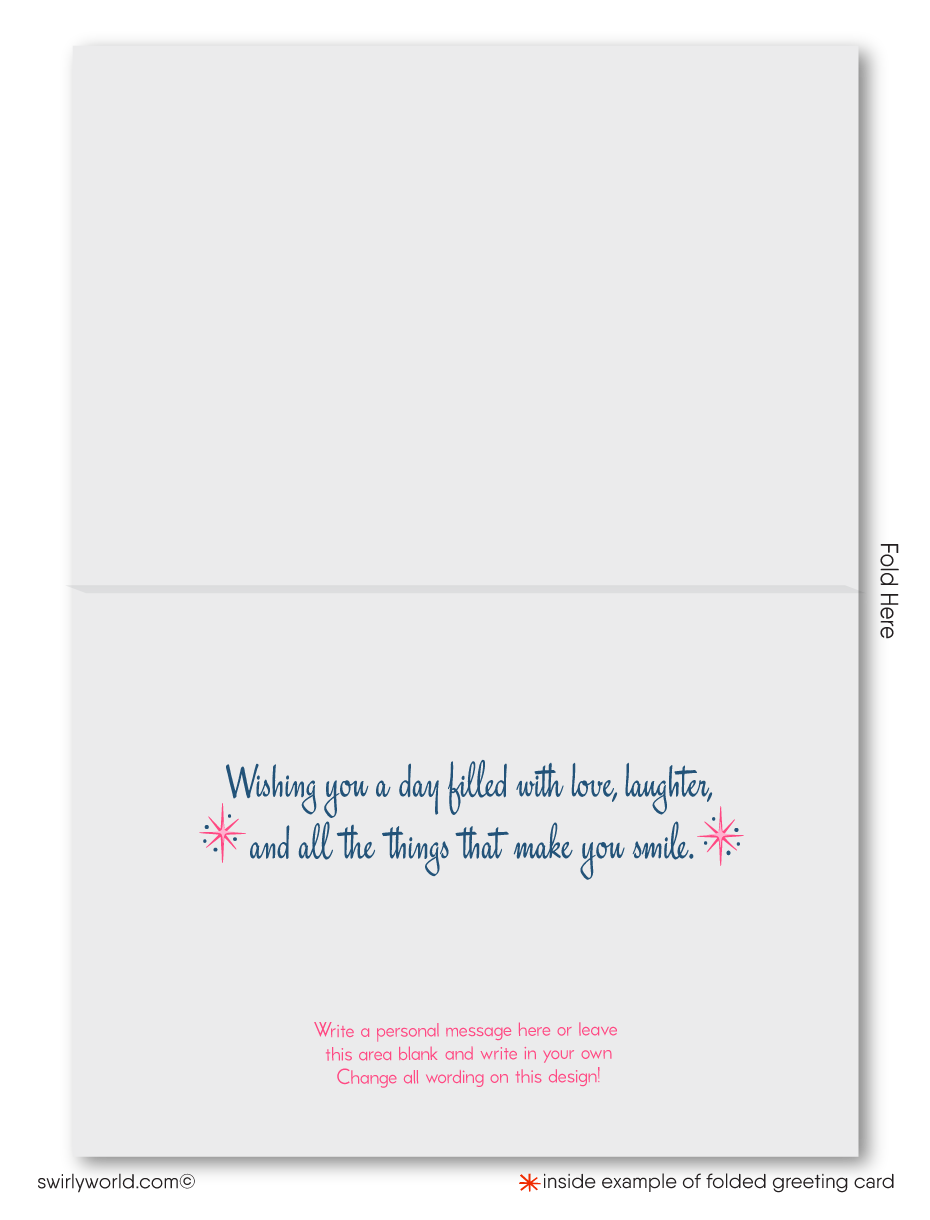 Celebrate Valentine’s Day with 1960s-inspired cards! Featuring a bold heart, retro starbursts, and mid-century typography on premium matte stock.