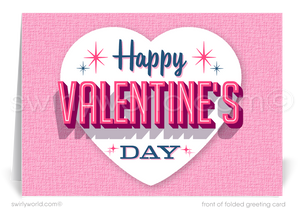 Celebrate Valentine’s Day with 1960s-inspired cards! Featuring a bold heart, retro starbursts, and mid-century typography on premium matte stock.