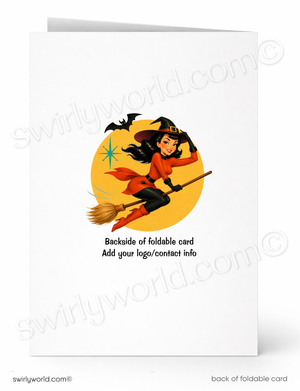 What a Treat Retro Style Pinup Witch Halloween Card