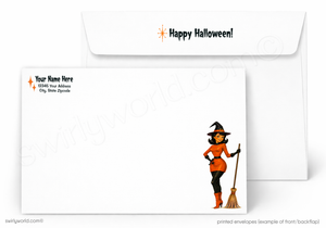 What a Treat Retro Style Pinup Witch Halloween Card