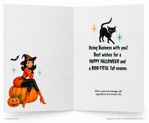 What a Treat Retro Style Pinup Witch Halloween Card