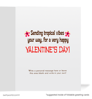 Vintage Mid-Century Hawaiian Hula Girl Valentine’s Card - 1950s Kitschy Beach Design