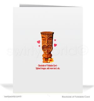 Vintage Mid-Century Hawaiian Hula Girl Valentine’s Card - 1950s Kitschy Beach Design