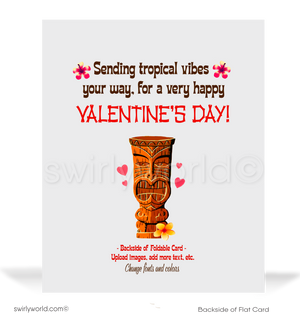 Vintage Mid-Century Hawaiian Hula Girl Valentine’s Card - 1950s Kitschy Beach Design