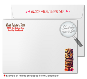 Vintage Mid-Century Hawaiian Hula Girl Valentine’s Card - 1950s Kitschy Beach Design