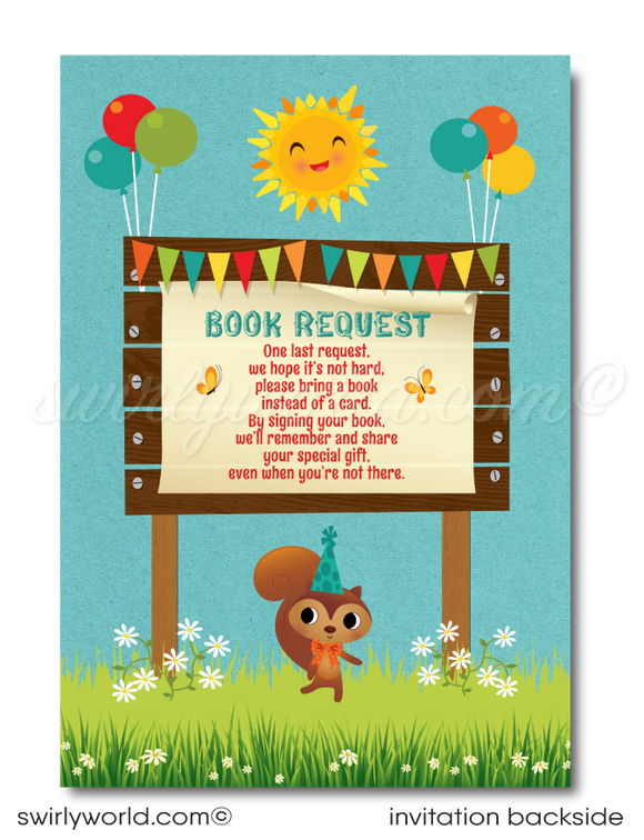 Rustic Woodland Baby Forest Animals First Birthday Party Invitation Digital Download