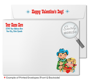 Charming 1940s-1950s Vintage-Inspired Valentine's Day Cards: Little Buckaroo Cowboy with Hearts