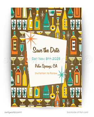 Mid-Century Engagement Party Invitations – "Madly in Love" Retro Atomic MCM Design