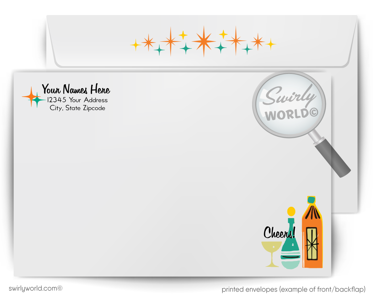 Mid-Century Modern Engagement Invitation – Retro "Mad Men" Style Digital Download