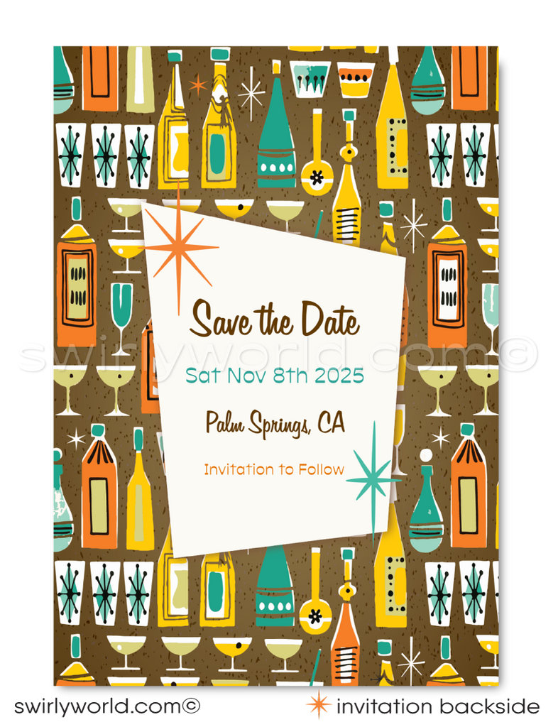Mid-Century Modern Engagement Invitation – Retro "Mad Men" Style Digital Download